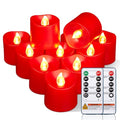 Red Flameless LED Votive Candles with Timer & Remote - 24 Pack, Homemory Variation
