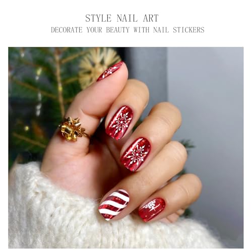 Semi Cured Gel Nail Art Stickers Christmas Nail Wraps - 20 Strips
