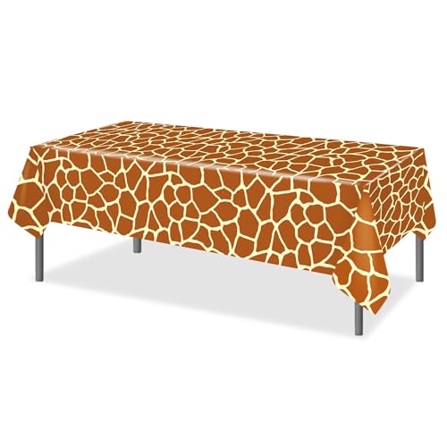 Giraffe Pattern Party Plastic Tablecloth - Jungle Animals Kids Birthday Decor