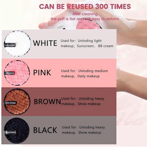 Reusable Microfiber Makeup Remover Pads 4-Pack for All Skin Types