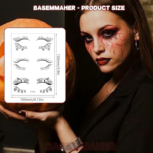 Halloween Face Eye Shadow Stickers & Tattoo Decals - Spider Web Skull Bat