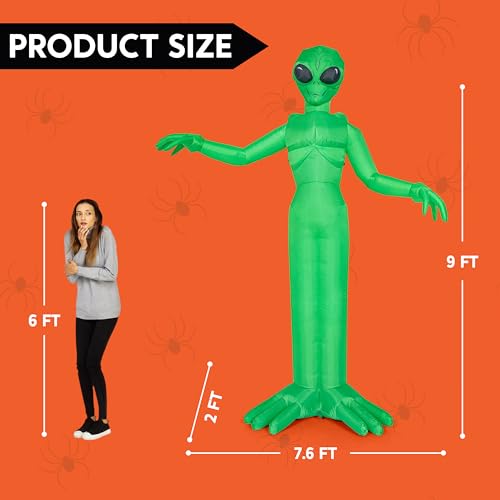 9 FT Tall Halloween Inflatable Alien Decoration with Built-in LEDs for Outdoor Yard Garden