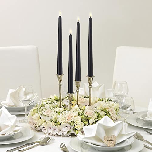 Black Taper Candles for Halloween - 10 Inch, Pack of 4, Long Burn Time