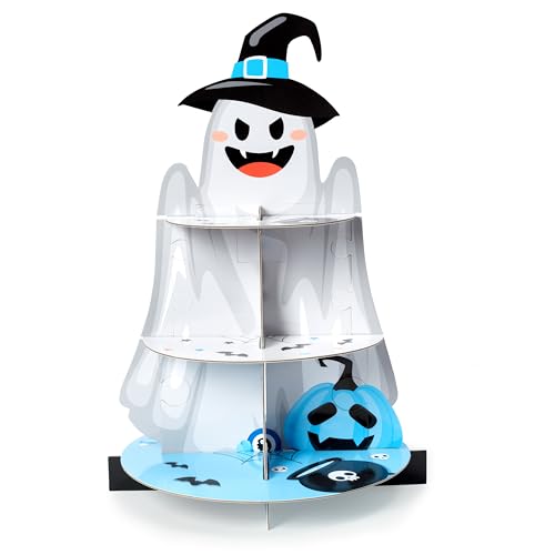 Blue Little Boo Halloween 3-Tier Cupcake Stand Dessert Holder Pastry Platter