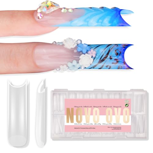 XXL Square Nail Tips with Sharp Point & Moon Curve - Extra Thick, Soft Gel, 15 Sizes, Matte Finish, DIY False Nails Kit