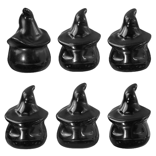 Halloween Crystal Obsidian Pumpkin Ghost Figurine Set - Black, 2 Pieces