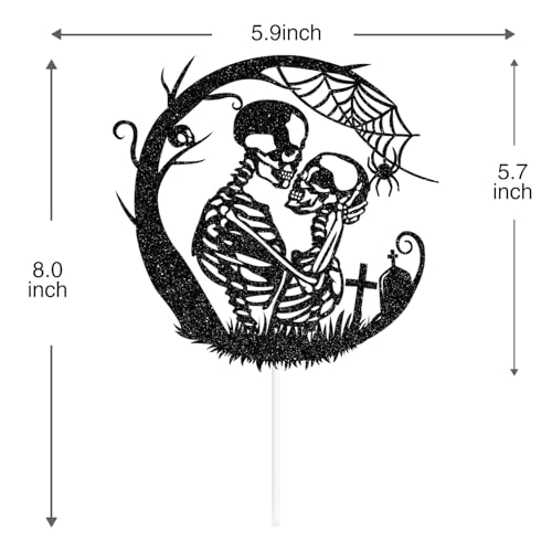 Gothic Skull Wedding Cake Topper for Halloween & Anniversary Celebrations