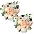 Artificial Peony Flowers Bouquet - Champagne Cream, 2 Pack, Realistic Silk Blooms for Wedding & Home Decor - Variation of THIS listing