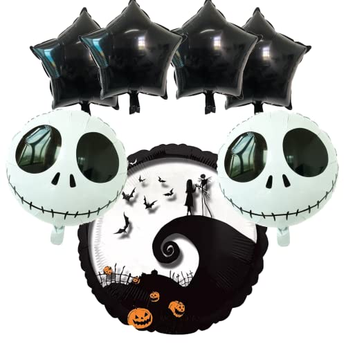 Nightmare Before Christmas Party Balloons Set with Jack Skellington & Sally - Inflatable Decorations for Halloween & Holiday Events