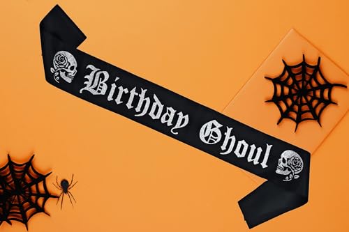 Gothic Birthday Sash for Emo & Halloween Parties - Black & Silver Glitter