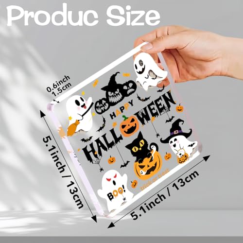 Halloween Ghost Acrylic Ornament Decor - Scary Cute Pumpkin Bat Witches Set