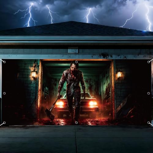 Killer Halloween Garage Door Cover - 7x16 FT Horror Decor, Variation of THIS Listing