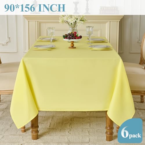 Yellow Rectangular Tablecloth 6 Pack 90x156 Inch for 8ft Tables - Polyester