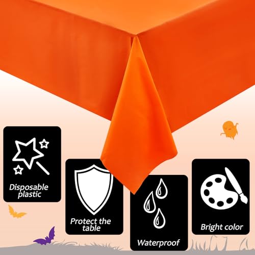 Halloween Plastic Tablecloth Set - 24 Pcs Black and Orange Disposable Cover