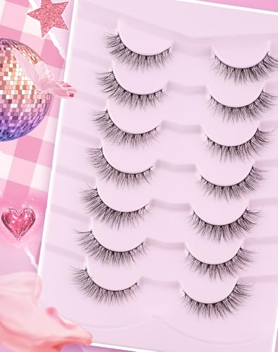 False Eyelashes Wispy Natural Short 13MM Pack of 7 Pairs - Adious AD222