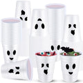 Halloween Ghost Face Plastic Cups 16oz Disposable Party Drinkware - 60 Pcs Variation of Ghost Face
