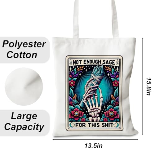 Multicolor Skull Tarot Canvas Tote Bag Witchy Gifts for Women, Halloween & Christmas