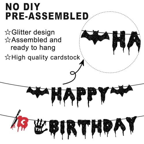 Halloween Killer 13th Birthday Banner - Spooky Zombie Bloody Horror Decor