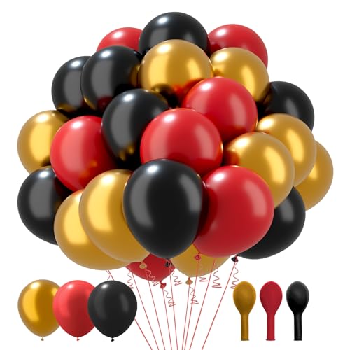 Black, Red & Gold Balloons Balloon Arch Kit 60PCS 12in for Halloween & Parties - GuavaGlide
