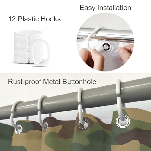 Moslion Green Camouflage Waterproof Bathroom Shower Curtain 72x72 Inches with Hooks - Variation of THIS listing
