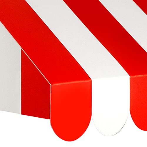 3D Red & White Striped Wall Awnings - Pack of 2 Decorative Storefront Decorations