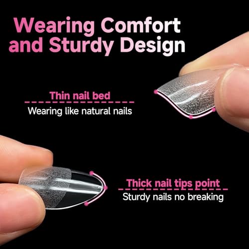 Medium Almond Nail Tips - Pointed, X-Soft Gel Nails, A4 Variation, 312pcs