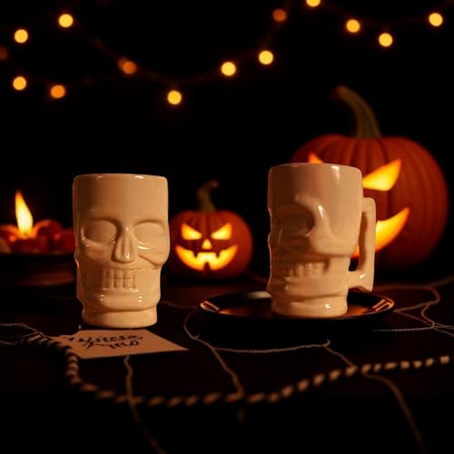Skull Coffee Mug - 17 oz Ceramic Gothic Novelty Cup for Halloween & Dark Aesthetic