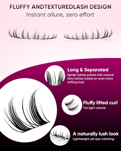 Manga Lash Clusters Fairy Spiky Eyelashes - Beginner Friendly, 280pcs, Multiple Lengths (Variation: Manga Only Lashes)