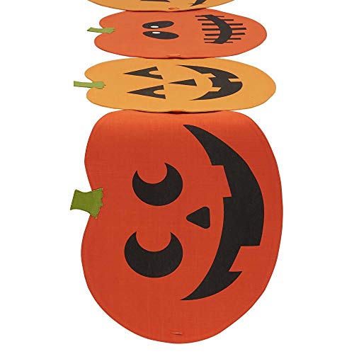 Halloween Jack O Lantern Table Runner & Placemats Set - 60x13 Inches, Reusable Cotton