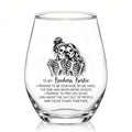 Funny Halloween Skeleton Stemless Wine Glass 15 oz - Bestie Gift, Clear Variation