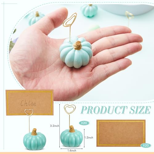 Thanksgiving Pumpkin Place Card Holders - Green 40 Pcs for Table Decor