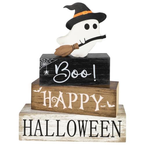 Retro Halloween Ghost Table Decorations Set - Farmhouse Rustic Indoor Centerpieces, 4 Pieces