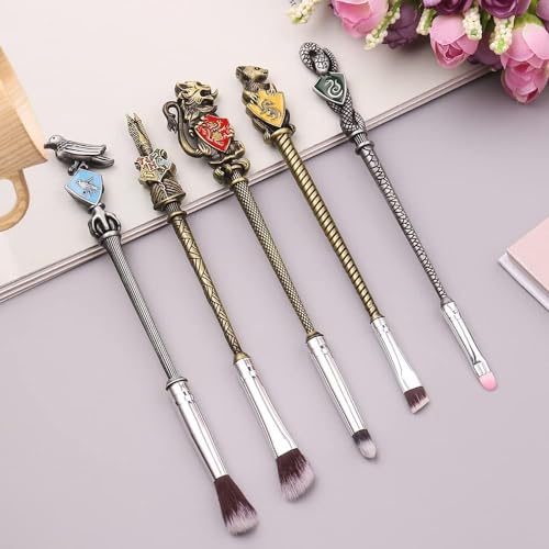 Bronze Wizard Wand Makeup Brush Set for Women - 5 Pcs Gift Set