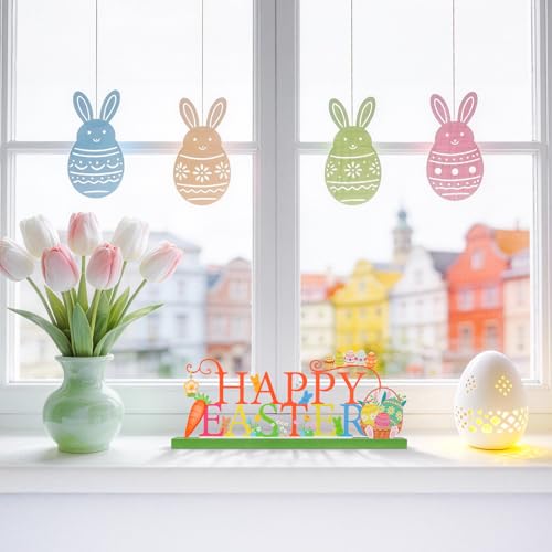 Easter Metal Holiday Table Sign Decor - Happy Easter Bunnies & Spring Charm - KHJCXS
