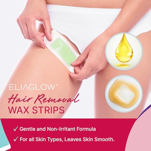 60 PCS Wax Strips for Hair Removal: 40 Body & 20 Facial Hair Removal for Women - Waxing Kit for Women, Face, Eyebrow, Arms, Legs, Chest, Back, Bikini/Brazilian Waxing Strips & 4 Calming Oil Wipes