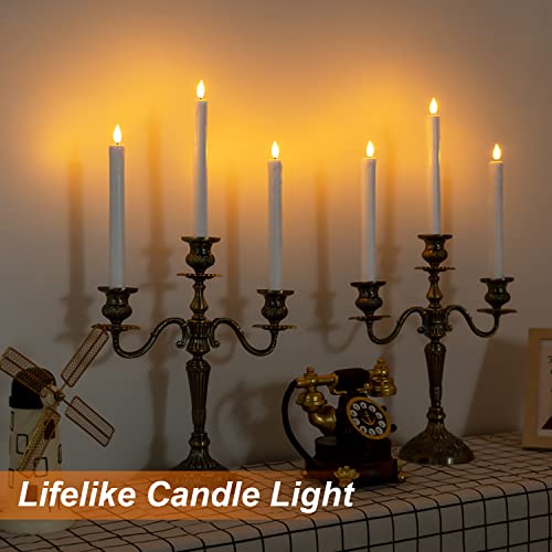 Homemory 12 Pcs White Flameless Taper Candles with Remote Timer - Safe Indoor LED Candlesticks, 9.6 Inches