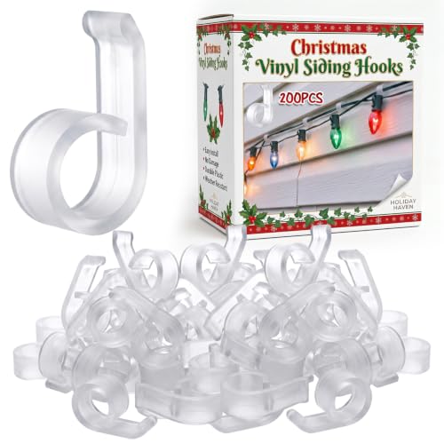 200 Pcs Vinyl Siding Hooks for Christmas Lights – Weatherproof Siding Clips with Variation 200