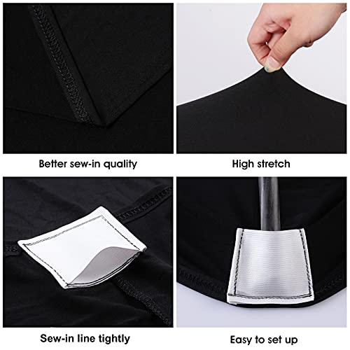 8ft Black Stretch Spandex Fitted Table Cover for Rectangular Tables - 96 x 30 Inches, 6 Pack
