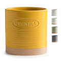 Ceramic Kitchen Utensil Holder with Yellow & Clay Finish - 6.7 Inches, Organize Countertop