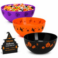Halloween Candy Bowls Set - Ghost Pumpkin Spider Web Trick or Treat Decor - Black, Orange, Purple