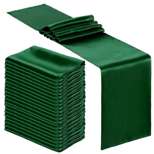 Dark Green Satin Table Runner Bulk 24 Pcs - 12 x 108 Inches - Variation of THIS listing