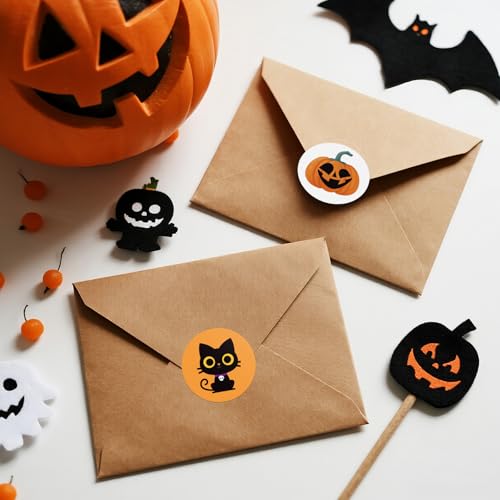 Halloween Stickers Bulk - 1000pcs 1.5 Inch Cute Ghost Pumpkin Spider Design with Variation Pumpkin Spider