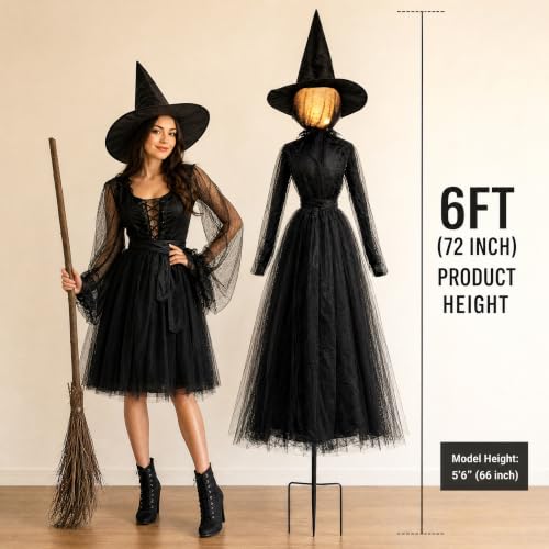 6 FT Halloween Witches with Lights Set of 3 Outdoor Yard Decorations