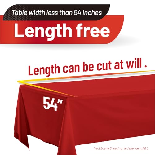 Red Disposable Plastic Tablecloth Roll 410 Ft X 54 In Rectangular with Variation