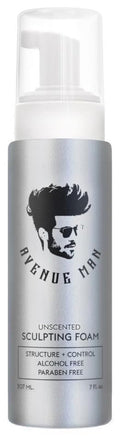 Avenue Man Sculpting Foam - Unscented Frizz Control & Firm Hold Hair Mousse for Men - 7 oz