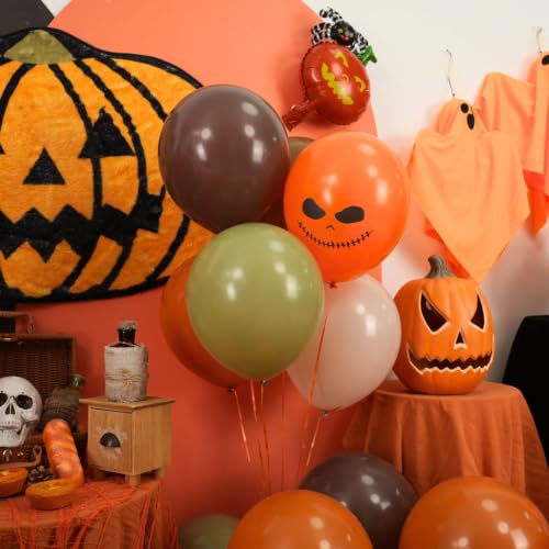 Halloween Balloons Decorations - 50Pcs Fall Pumpkin Ghost Spider Balloons - Orange Green Brown Ivory - Variation of THIS Listing