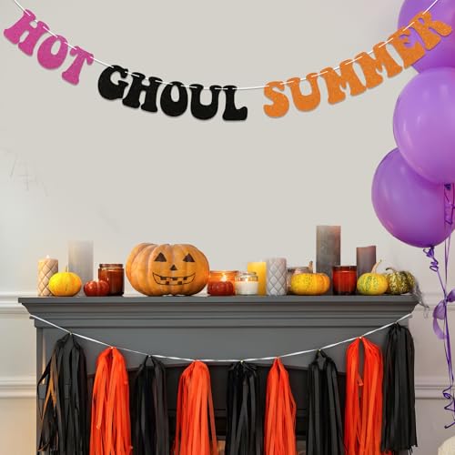Halloween Party Banner - Summerween Ghoul Summer Decorations, Spooky Bunting