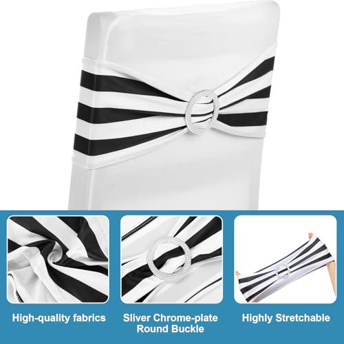 Modern Black and White Striped Chair Sash and Table Runner Set - Halloween & Event Decor