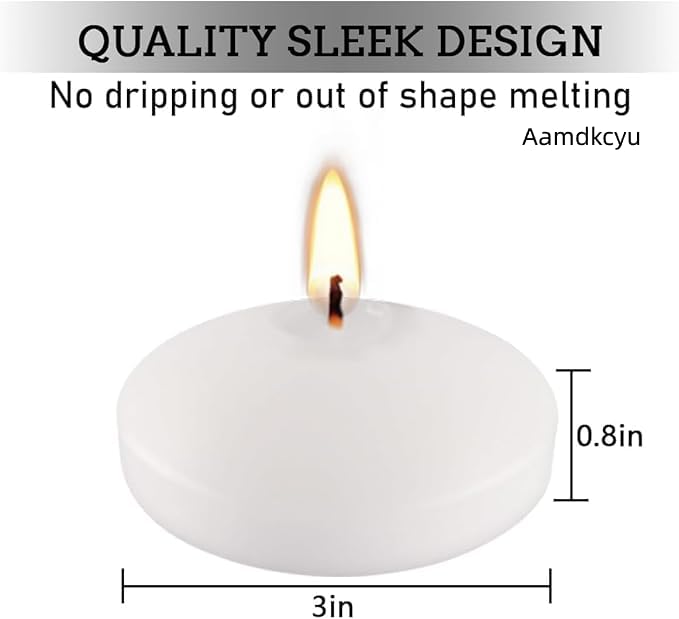 36 Pack White Floating Candles - Unscented, Drip-Free, Long-Lasting 3-Inch Decor