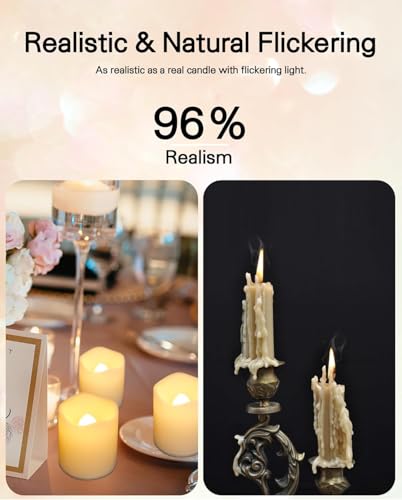 Warm White Flameless Votive Candles 50 Pack - Flickering Battery Operated LED Tea Lights for Weddings and Holidays